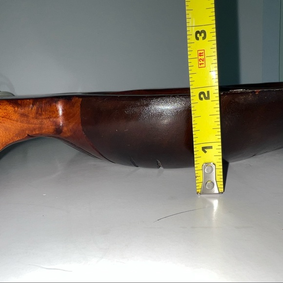 Wood Carved Leaf Design Serving Dish for Snacks Vintage Aruba Road Runner Floral - Picture 11 of 13